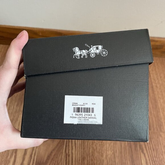 Coach Women Size 8.5B Bright Poppy Slip-On Square Toe Fiona Leather Sandal NWB - Picture 16 of 16